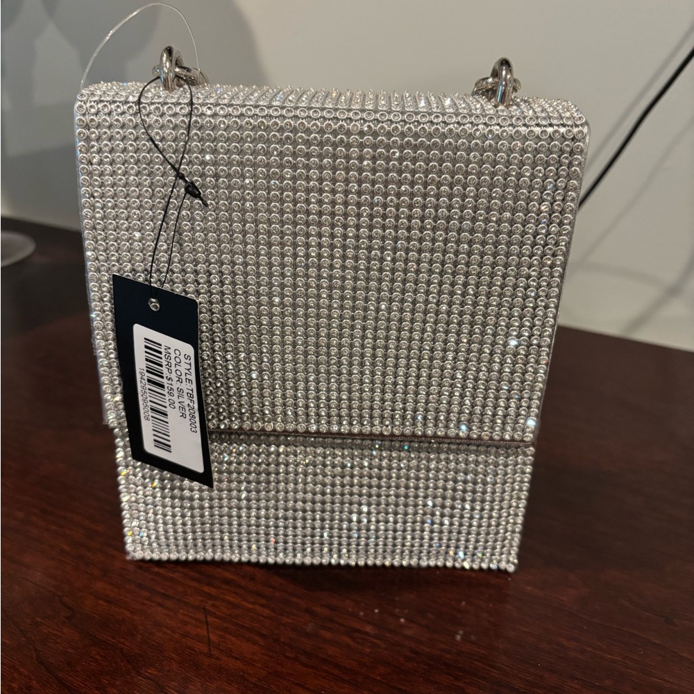 Badgley Mischka Elegant Silver Crystal evening bag